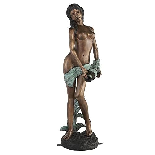 Design Toscano Dione the Divine Greek Water Woman Indoor/Outdoor Garden Statue, Medium, 22 inches tall, Cast Stone Resin, Antique Stone Finish