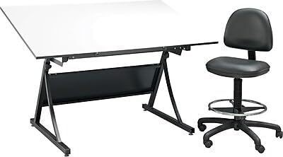 Safco 3957 PlanMaster Height-Adjustable Drafting Table for use with 3948, 3951 Table Top (Sold Separately), Black