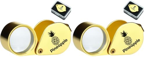 Pineapple 30X Jewelers Loupe Magnifier Foldable Pocket Magnifying Glass Small Jewelry Eye Loop for Jewelers, Gems, Diamonds, Plants, Coins (Gold)
