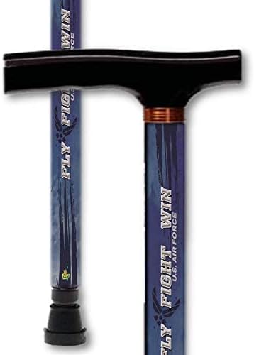 Walking Cane Military Veteran US Air Force T Handle Adjustable Aluminum Men or Women