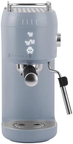 ELLE 1L Espresso Maker Latte and Cappuccino Maker with 20 Bar Pump Pressure and Illuminated Touch Button with Milk Frothing System and Cup Warmer 1400W White