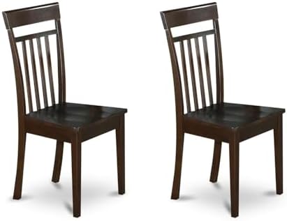East West Furniture CAC-MAH-LC Capri Kitchen Dining Chairs - Faux Leather Upholstered Solid Wood Chairs, Set of 2, Mahogany