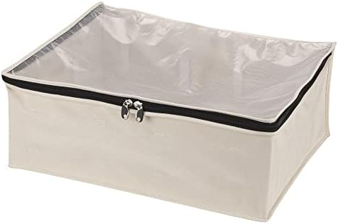 Household Essentials Canvas Sweater Storage Bags, 2-Pack, Breathable Cotton, Under-Bed Zippered Storage with Clear Top Window, Stackable, Cedar Insert Compatible (Not Included), Natural