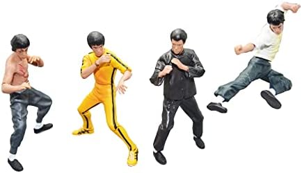 Palmetto Houseares Bruce Lee Figurine 4PCS Collection Set, Average Height of 4 Inch Hard Plastic Resin Figurine