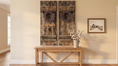 Rustic Revival | Rustic Shutters Made from 100% Reclaimed Weathered Wood – Set of 2 – Farmhouse Barnwood Style Wall Decor – Real Wood Handmade