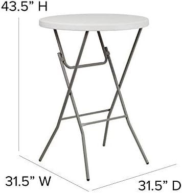 Flash Furniture Kathryn 31.5" Round All-Occasion Folding Bar Height Table for Parties and Commercial Events, Plastic Bar Height Folding Table, White