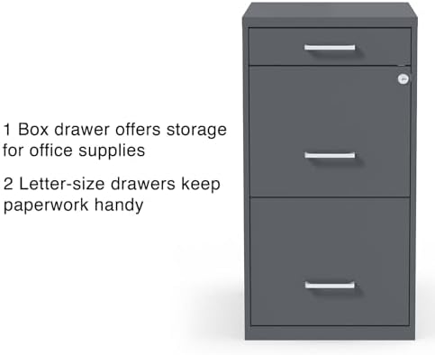 Staples 3-Drawer Vertical File Cabinet, Letter Size Documents, Lockable & Mobile, 18.9" D x 14.3" W x 26.9" H, White
