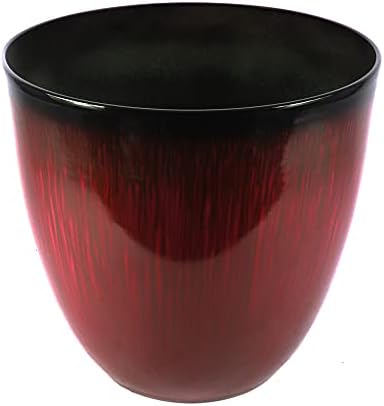 (EPR18-105) Large Egg Shaped Planter - Modern Indoor & Outdoor Decorative Flower Pot/Box (18 Inch, Red Flower)