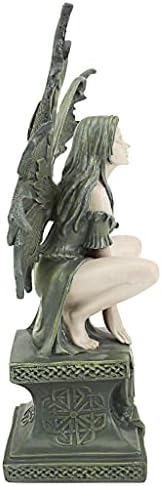 Design Toscano Celtic Fairy's Perilous Perch Outdoor Garden Statue, Large, 19 Inch, Polyresin, Two Tone Stone