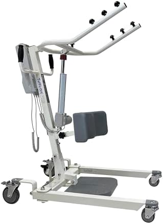 Stand Up Electric Patient Lift - Sit to Stand, Standing Lift, Rhino Lift with Manual Low Base - with Transport Sling (Large), 380 lb. Weight Capacity