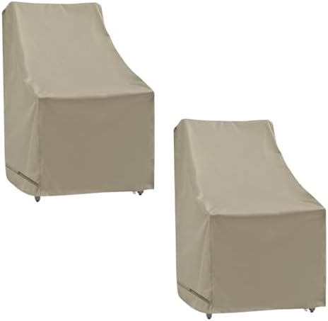 Formosa Covers | Outdoor Patio High Back, Rocking, Swivel Chair Cover Stackable Dining Seat Protection Secure Fastener Strips | 27" W x 30" D x 42" H (Taupe)