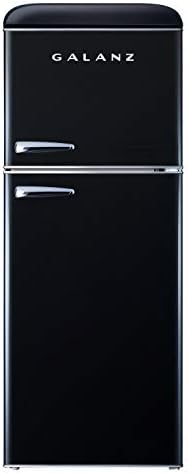 Galanz GLR46TRDER Retro Compact Refrigerator with Freezer Mini Fridge with Dual Door, Adjustable Mechanical Thermostat, 4.6 Cu Ft, Red (Black)