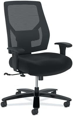 HON Crio Big and Tall Ergonomic Office Chair, Heavy Duty Desk Chair, Black | Big and tall ergonomic office desk chair for desk work, lumbar support, adjustable arms, mesh comfort, 450 lb capacity
