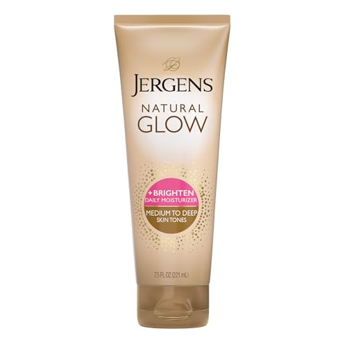 Jergens Natural Glow Self Tanner Body Lotion, Sunless Tanning, Medium to Deep Skin Tone, Daily Moisturizer with Coconut Oil, Vitamin E and Antioxidants, 7.5 Oz | Sunless Tanning, Daily Moisturizer, Coconut Oil, Vitamin E & Antioxidants, Gradual Color Dev…