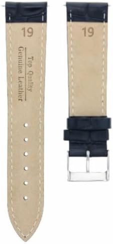 Ewatchparts 19mm Black With White Stitching Leather Watch Band Replacement Watch Strap Silver Buckle Compatible With Invicta Russian