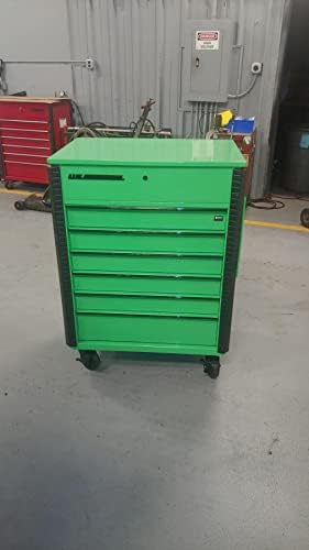 Storage Cabinet Featuring a Full Bank Tool Chest Service Cart on Wheels, Green