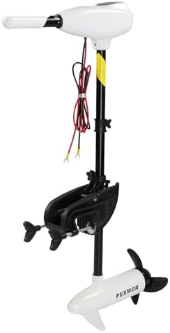 PEXMOR 8 Speed Electric Trolling Motor, Electric Outboard Boat Motor w/Adjustable Handle & LED Indicator, Transom Mounted for Saltwater, Kayak