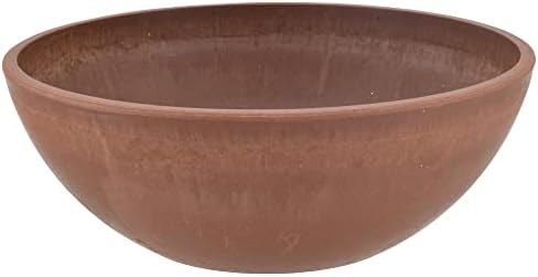 PSW Pot Collection M30DC 12-inch Plastic/Stone/Wood Composite Low Bowl Planter – No Drainage Hole (Drillable), Shallow Indoor/Outer Pot for Succulents, Bonsai, Fairy Gardens, Herbs, Dark Charcoal