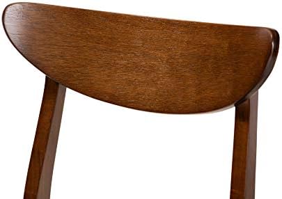 Baxton Studio Parlin Mid-Century Modern Transitional Light Beige Fabric Upholstered and Walnut Brown Finished Wood 4-Piece Dining Chair Set