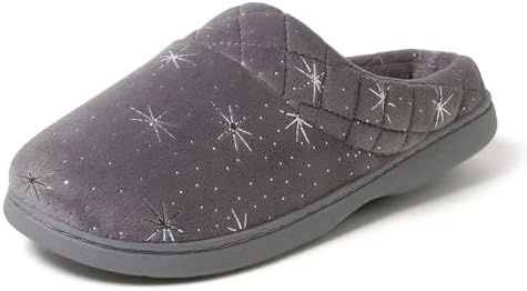 Dearfoams Women's Lightweight Memory Foam Indoor House Slipper Darcy Velour Clog with Wide Widths