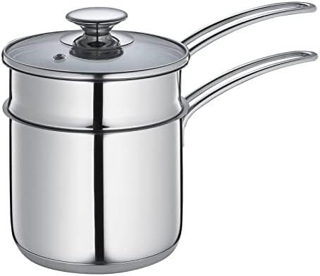 Küchenprofi Double Boiler/Bain Marie Set with Glass Lid, 1.6 Quart, 5.5" Diameter