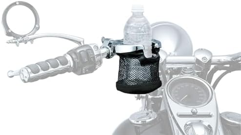 Kuryakyn 1429 Motorcycle Handlebar Accessory: Replacement Drink/Cup Holder with Mesh Basket without Clamp/Mount, Black