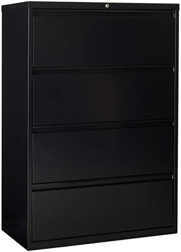 Lorell 4-Drawer Lateral File, 36 by 18-5/8 by 52-1/2-Inch, Black