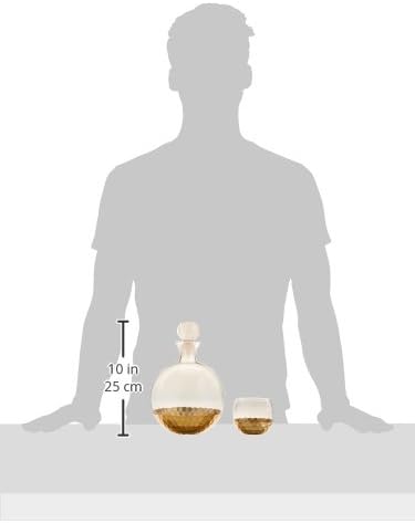 Fitz and Floyd Daphne Decorative Whiskey Decanter Set with Top Glass for Wine, Bourbon, Brandy, Liquor, 5 Piece, Gold