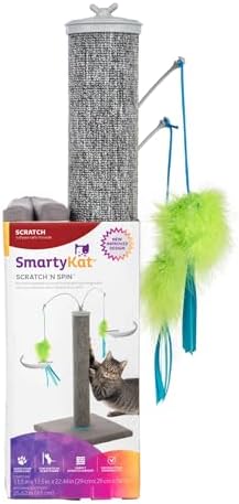 SmartyKat Scratch 'N Spin Carpet Cat Scratching Post with Spinning Wand Toys - Gray, One Size