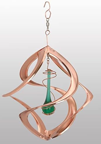 Red Carpet Studios The Original Cosmix Helix Wind Spinner Indoor/Outdoor Hanging Art, 11" Tall, Copper with Blue Planet