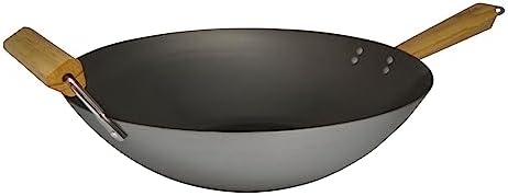 IMUSA 9.5 Inch Carbon Steel Nonstick Wok with Cool-touch Handle, Black | Cool-Touch Handle, Ideal for Stir Fry, Great for Everyday Meals