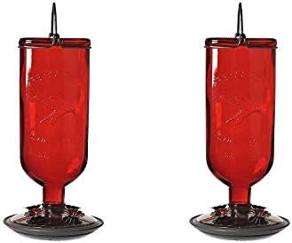 Perky-Pet 8109-2 Antique Glass Bottle Hummingbird Feeder-16-Ounce Capacity, Red (Pack of 2)