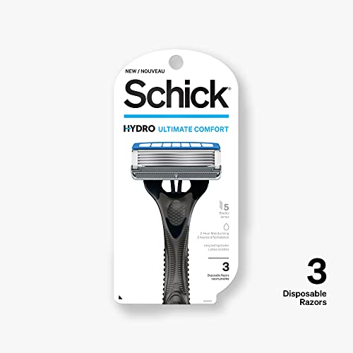 Schick Hydro Sensitive 5-Blade Disposable Razors for Men, 3ct