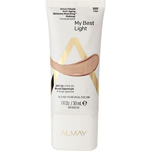 Almay Anti-Aging Foundation, Smart Shade Face Makeup, Medium Coverage, Natural Finish with SPF 20, Hypoallergenic-Fragrance Free, Dermatologist Tested