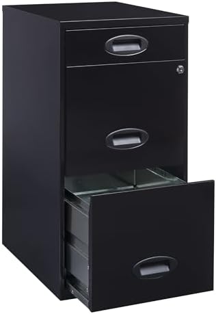 Realspace® SOHO 18" D 3-Drawer Organizer Vertical File Cabinet, Black