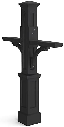 Mayne Newport Plus Double Mailbox Post for 2 Mailboxes, Black | Holds 2 post-mount mailboxes, Weather & fade resistant, All season, 15-year warranty
