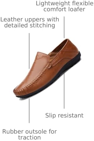 Go Tour Men's Premium Genuine Leather Casual Slip on Loafers Breathable Driving Shoes Fashion Slipper