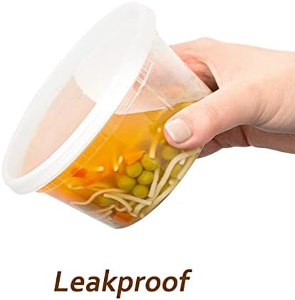 DuraHome - Deli food Storage Containers with Lids 32 oz, Quart Pack of 24 Leak-proof Freezer Safe Microwaveable Soup Storage Container - Clear Plastic Premium Quality
