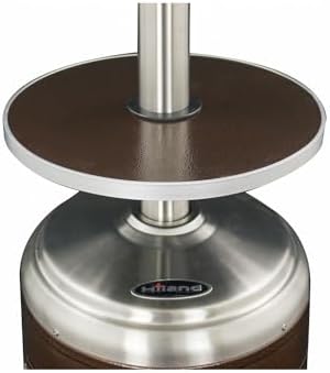 Hiland HLDS01-SSHGT 48,000 BTU Propane Patio Heater with Wheels and Table, Large, Hammered Bronze/SS