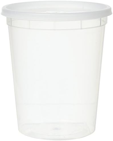 YW Plastic Soup Food Container with Lids (12), 32 oz, 12 Pack, Clear