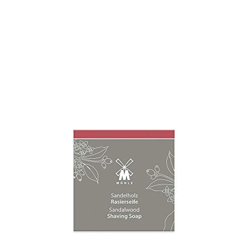 MÜHLE SHAVE CARE Shaving Soap - Sandalwood Luxury Shaving Soap for Men, Rich Lather, Lightly Scented,65g | Warm sandalwood with coriander/star anise; dense creamy foam prepares beard hair for wet shave, suited to normal and dry skin