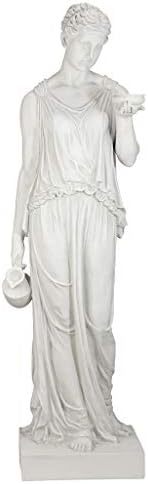 Design Toscano KY71304 Hebe Greek Woman Patron of Youth Indoor/Outdoor Garden Statue, Large Size, 10 inches Wide, 32 inches Tall, Handcast Polyresin, Antique Stone Finish