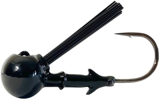 Dobyns Rods Football Jig Head with Weed Guard – 3/8 oz, 4/0 Gamakatsu Hook, Black, 4-Pack