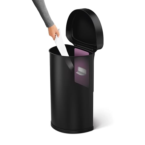 simplehuman 45 Liter / 12 Gallon Semi-Round Automatic Sensor Trash Can, Brushed Stainless Steel
