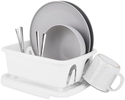 Camco RV Mini Dish Drainer & Tray - Features a Sloped Drain Tray Design, Heavy-Duty Construction - Ideal for Small Spaces, Apartments, Boats