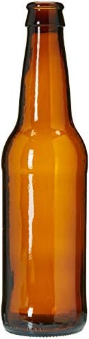 FastRack Amber Beer Bottles 12oz (Pack of 24) | Longneck Glass Beer Bottles with Pry-off Crown Finish for Home Brewing Mead