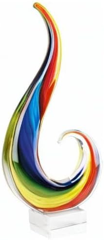 Badash Rainbow Murano-Style Art Glass Sculpture Centerpiece, 18 Inch | Murano-style art glass sculpture for tabletop decor, living rooms, offices, shelves, console tables and gifts
