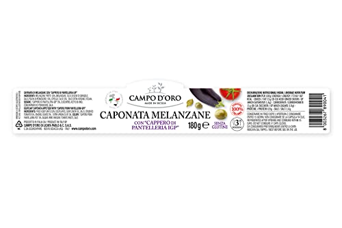 CAMPO D'ORO - Sicilian Eggplant Caponata, Glass Jar 6.3 oz (180g)