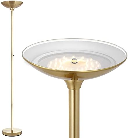 BoostArea Torchiere Floor Lamp, 30W Super Bright LED Standing Lamp, Stepless Dimmable Pole Lamp with 3000K Lighting, Rotary Switch