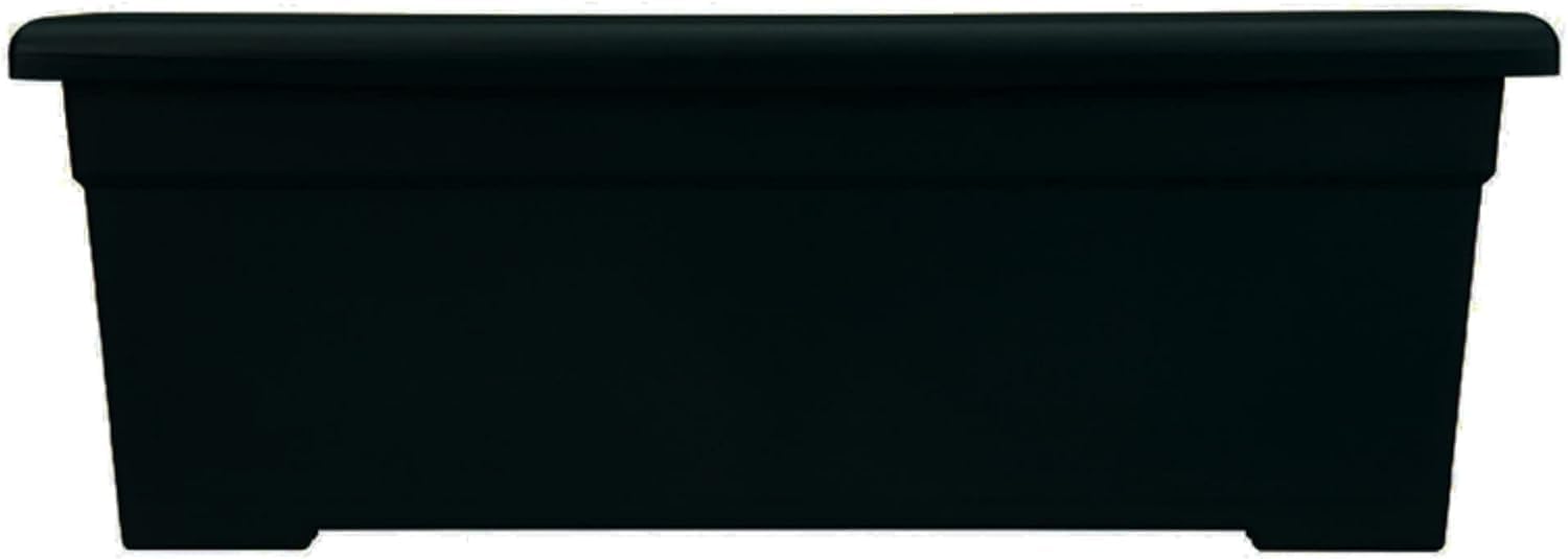 The HC Companies Romana Planter Box, 28 Inch, Clay, 1-Pack | Plastic, Drainage Plug, Lightweight, UV-Resistant, for Garden, Patio, Balcony & Fence